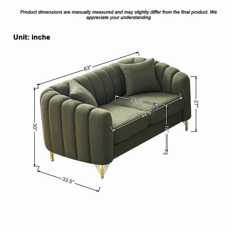 Yeşil Şönil Kumaş Metal Ayaklı 2 Kişilik Bohem Koltuk - 161 cm - 286315