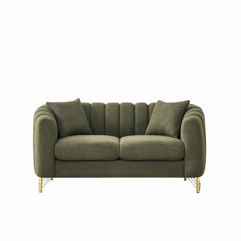 Yeşil Şönil Kumaş Metal Ayaklı 2 Kişilik Bohem Koltuk - 161 cm - 286315