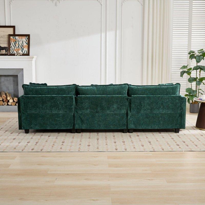 Yeşil Şönil Kumaş Modüler 3 Kişilik Bohem Koltuk - 290 cm - 290608