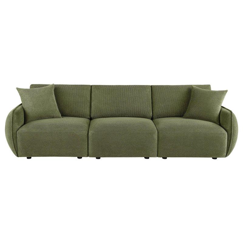 Yeşil Şönil Kumaş Modüler Üç Kişilik Geniş Kollu Bohem Koltuk - 284x97x84 cm - 279144