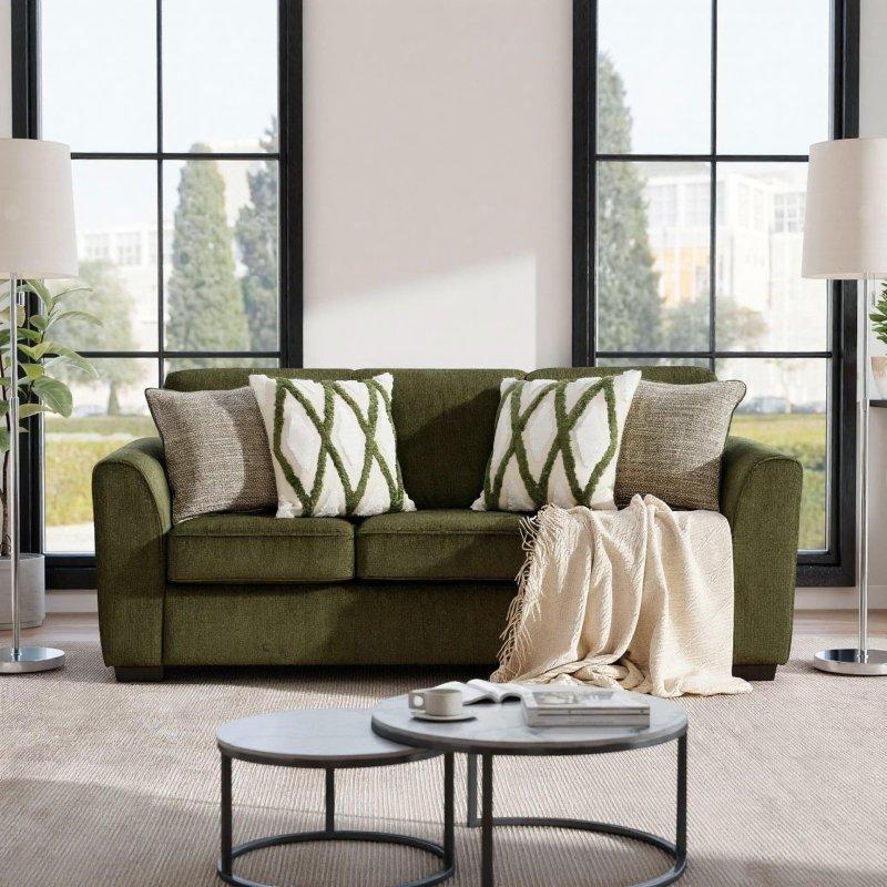 Yeşil Şönil Kumaş Yastıklı Bohem Koltuk - 224 cm - 284472