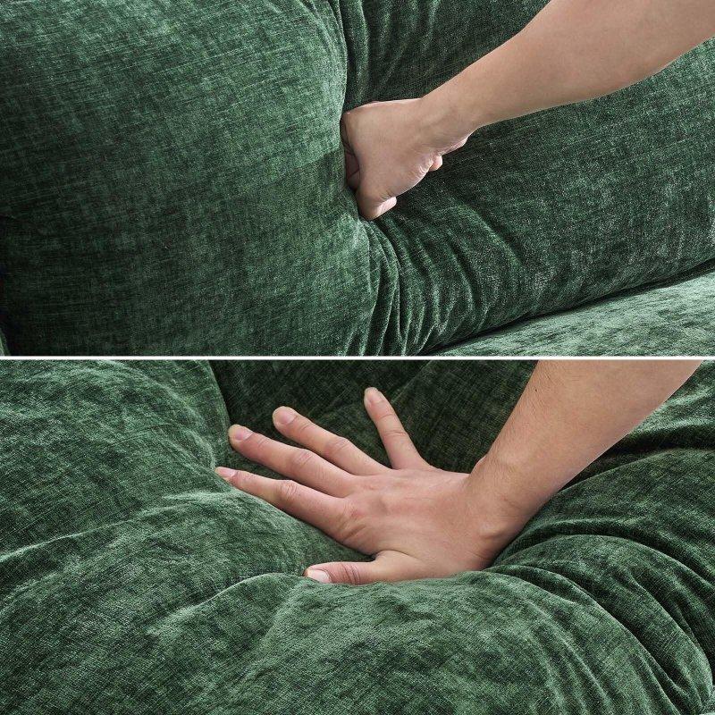 Yeşil Şönil Modüler L-Şekilli Yan Cepli Ottomanlı Bohem Koltuk - 289 cm - 291328