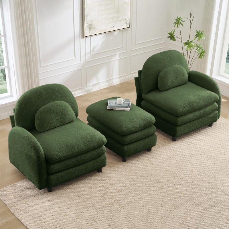 Yeşil Teddy Kumaş Modüler Kavisli Tasarım Bohem Koltuk - 174x141x90 cm - 292102 Yeşil Teddy Kumaş Modüler Kavisli Tasarım Bohem Koltuk - 174x141x90 cm - 292102