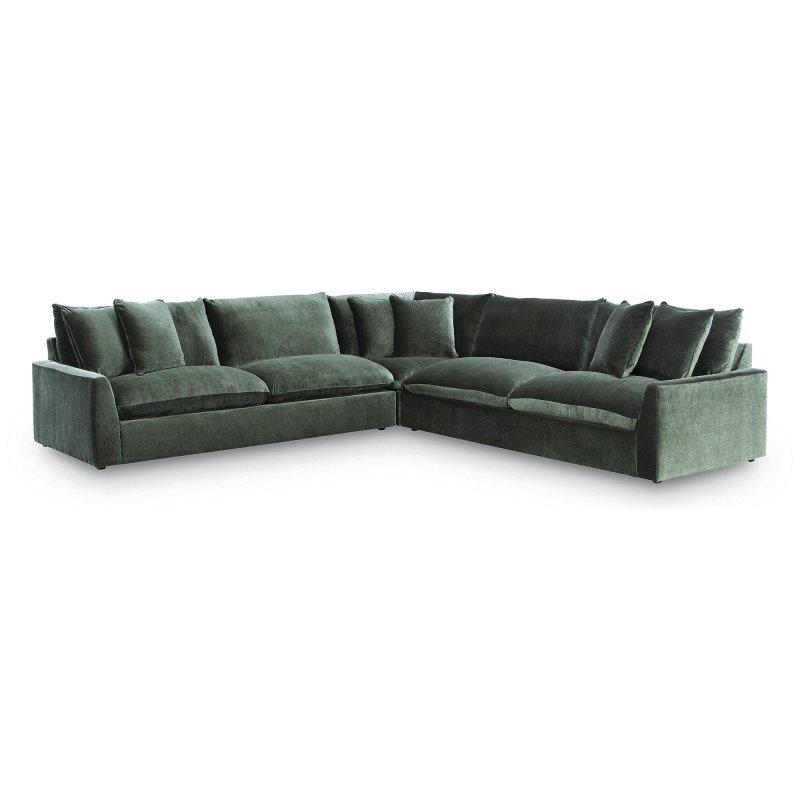 Yeşim Yeşili Şönil 3 Parçalı Simetrik Köşe Koltuk - 333x333 cm - 255070