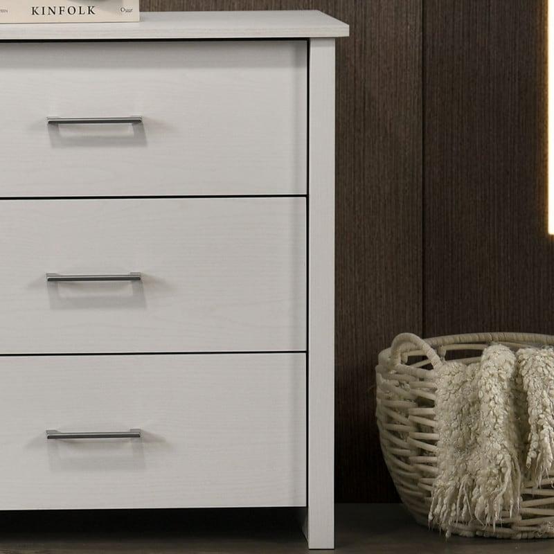 Yıkanmış Meşe Rengi Metal Kulplu 6 Çekmeceli Modern Şifonyer - 145 cm - 302294