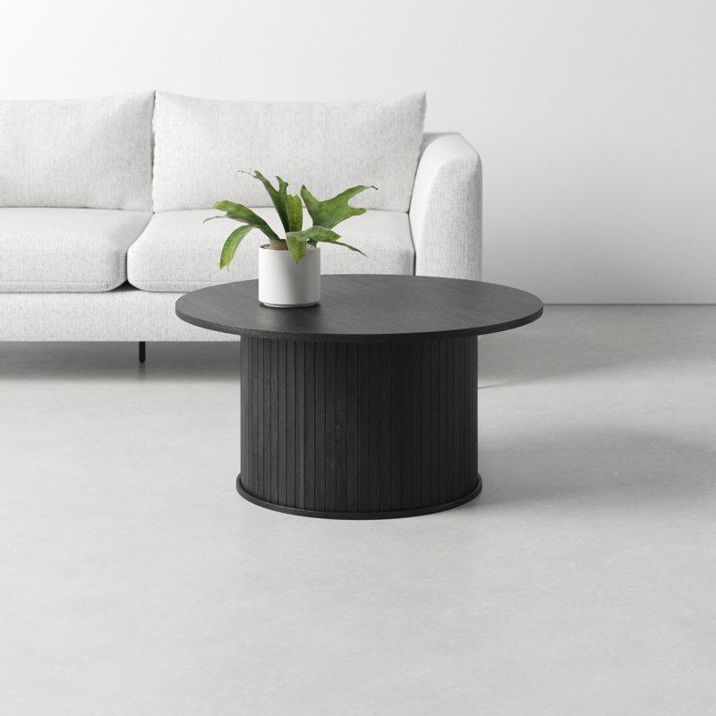 Yivli Kaideli Masif Ahşap Yuvarlak Orta Sehpa - 90x46 cm - 245367