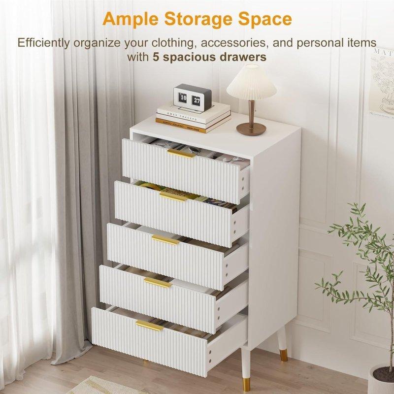 Yivli MDF 5 Çekmeceli Şifonyer - 303696