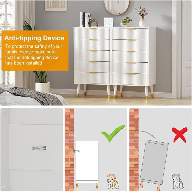 Yivli MDF 5 Çekmeceli Şifonyer - 303696