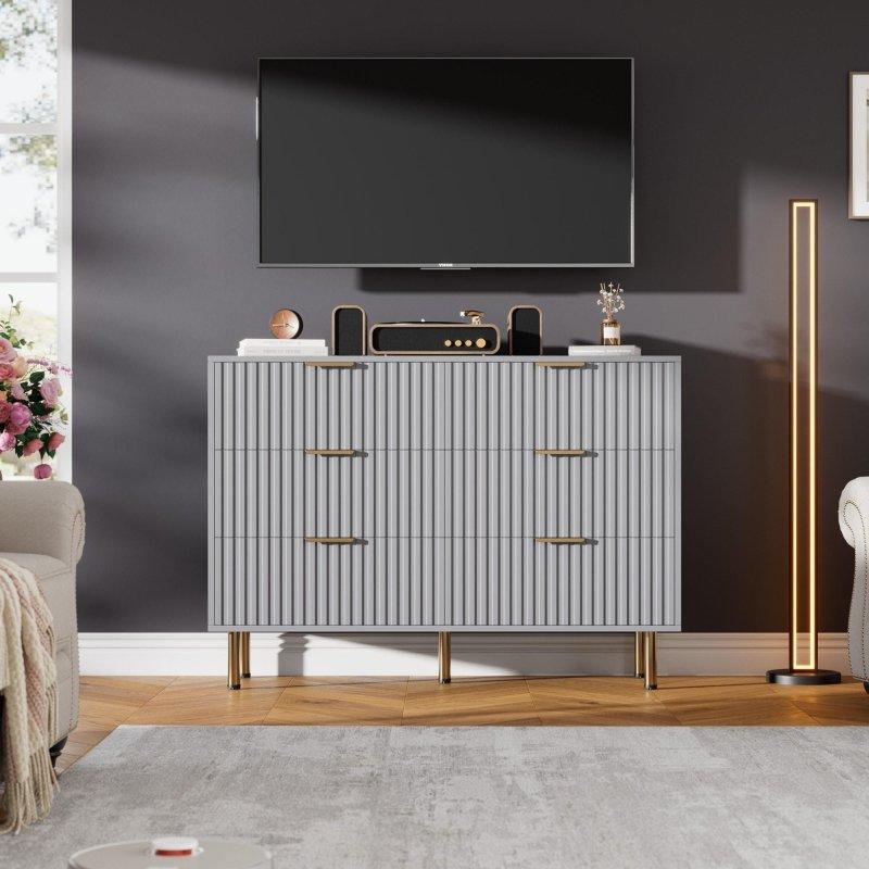 Yivli MDF 6 Çekmeceli Modern Şifonyer - 307874
