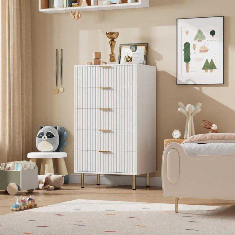 Yivli Tasarım 5 Çekmeceli MDF Şifonyer - 298547