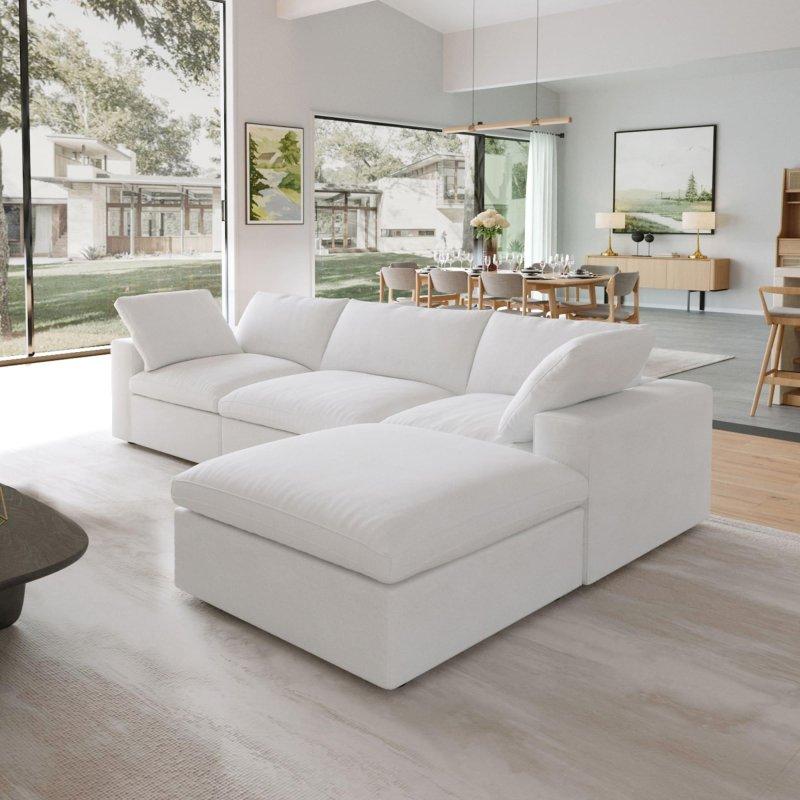 Yönü Değiştirilebilir Modüler Keten Kumaş Köşe Koltuk - 306x204 cm - 259244