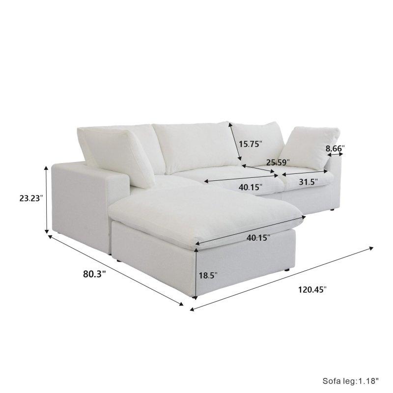 Yönü Değiştirilebilir Modüler Keten Kumaş Köşe Koltuk - 306x204 cm - 259244