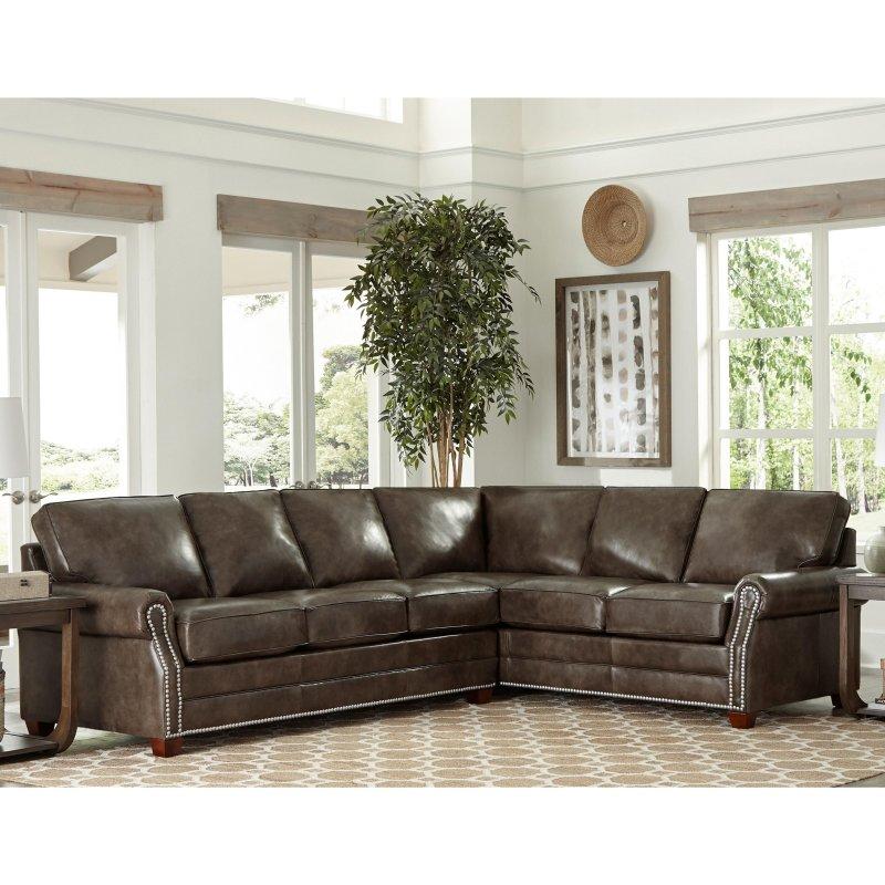 Zımba Detaylı Kıvrımlı Kollu Hakiki Deri Köşe Koltuk - 288x94 cm - 256237