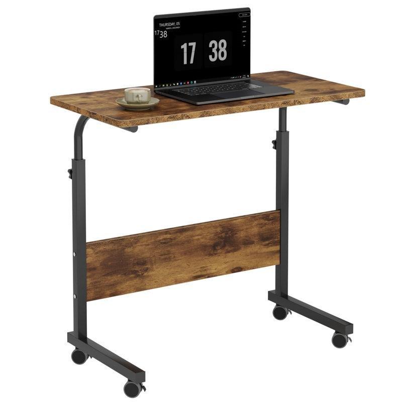 Ahşap Metal Yüksekliği Ayarlanabilir Tekerlekli Laptop Sehpası - 81x40 cm - 335788