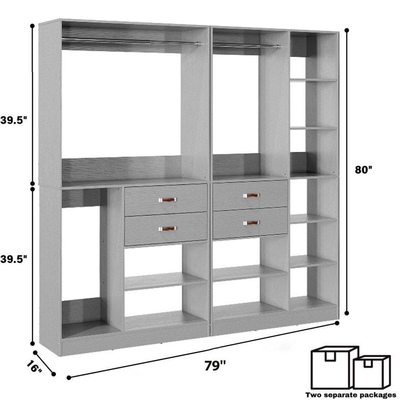 Ahşap Modüler 4 Çekmeceli Köşe Gardırop - 280x81x204 cm - 337362