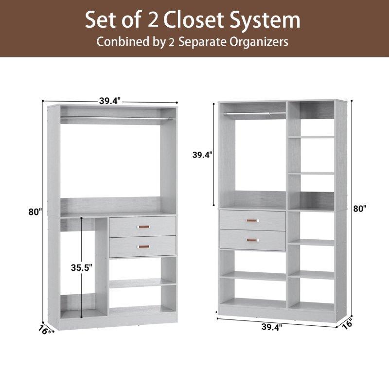 Ahşap Modüler 4 Çekmeceli Köşe Gardırop - 280x81x204 cm - 337362
