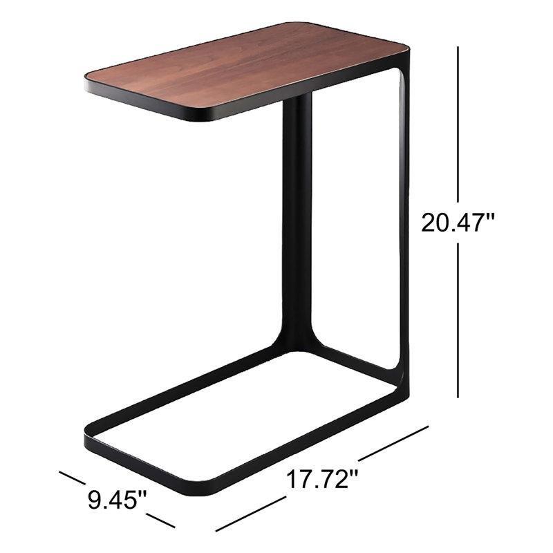 Ahşap ve Metal Dar Tasarım C Şekilli Laptop Sehpası - 45x24x52 cm - 335781