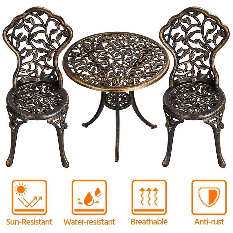 Alüminyum Döküm Tasarım 2 Kişilik Yuvarlak Bistro Masa Takımı - 61 cm - 338098
