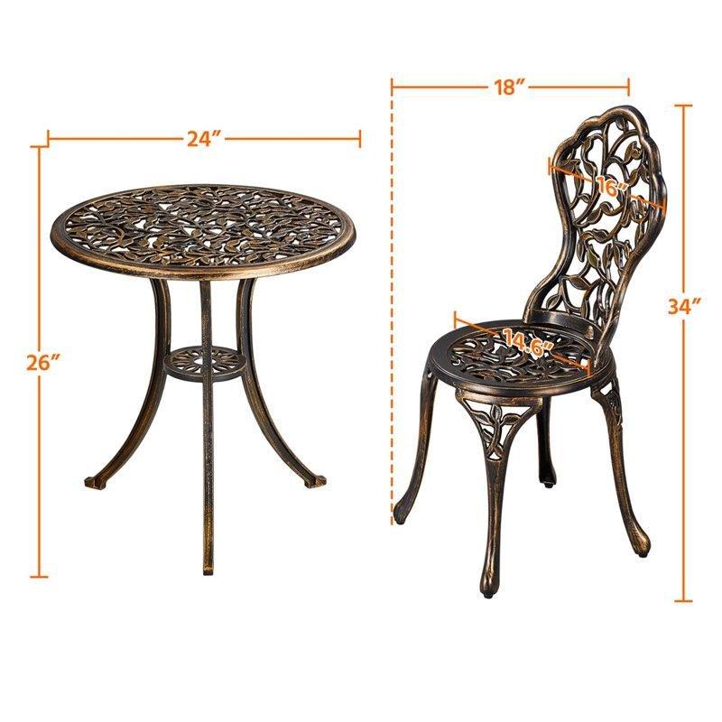 Alüminyum Döküm Tasarım 2 Kişilik Yuvarlak Bistro Masa Takımı - 61 cm - 338098