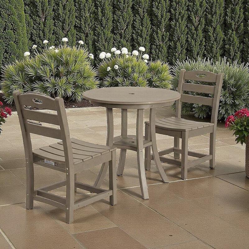 Antik Kahverengi HDPE 3 Parça Yuvarlak Bistro Masa Takımı - 338159