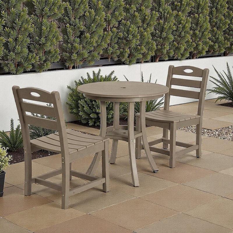 Antik Kahverengi HDPE 3 Parça Yuvarlak Bistro Masa Takımı - 338159