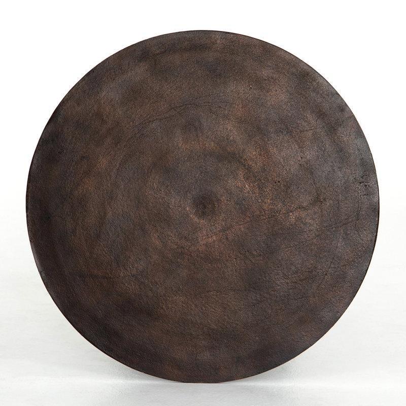 Antik Pas Rengi Alüminyum Yuvarlak Kaide Ayaklı Bistro Masa - 82x82 cm - 337861