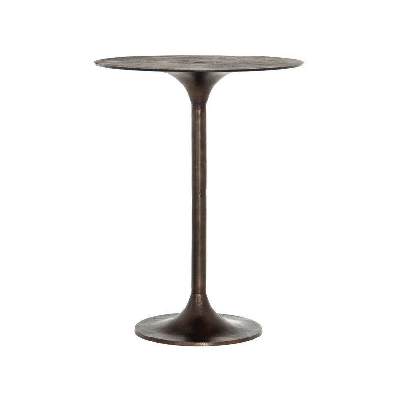 Antik Pas Rengi Alüminyum Yuvarlak Kaide Ayaklı Bistro Masa - 82x82 cm - 337861