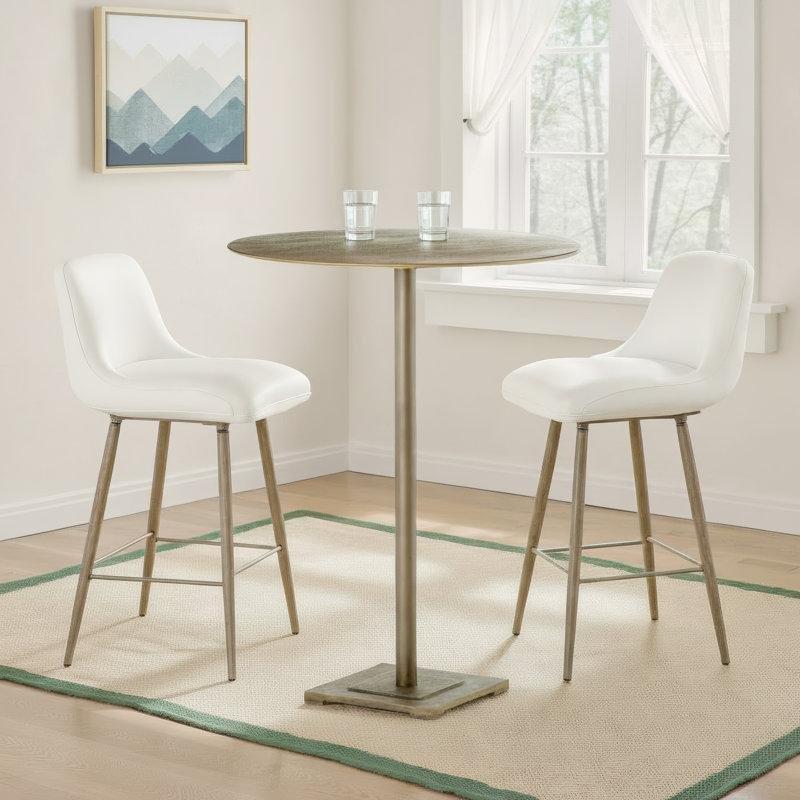 Asit Eskitme Pirinç Demir Yuvarlak Ayaklı Bistro Masa - 82x82 cm - 338974