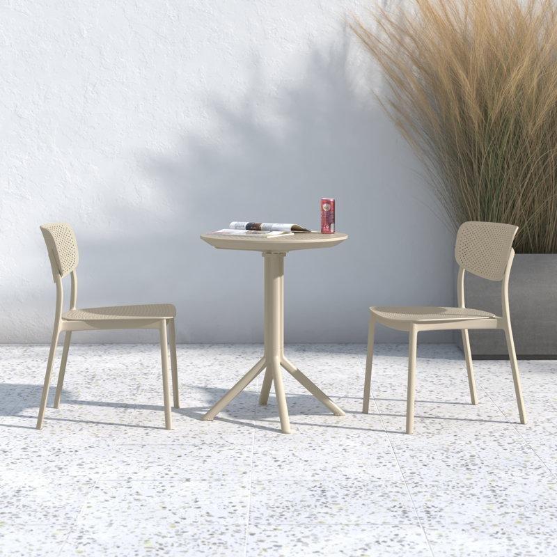 Bej Reçine Katlanabilir ve İstiflenebilir Bistro Masa Takımı - 60 cm - 338868