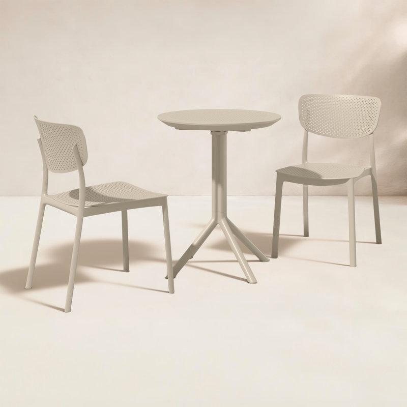 Bej Reçine Katlanabilir ve İstiflenebilir Bistro Masa Takımı - 60 cm - 338868