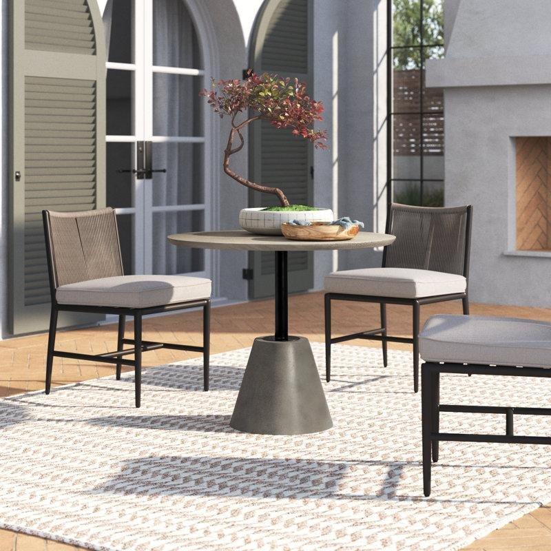 Beton Grisi Metal Yuvarlak Dış Mekan Bistro Masa - Ø89 cm - 338609