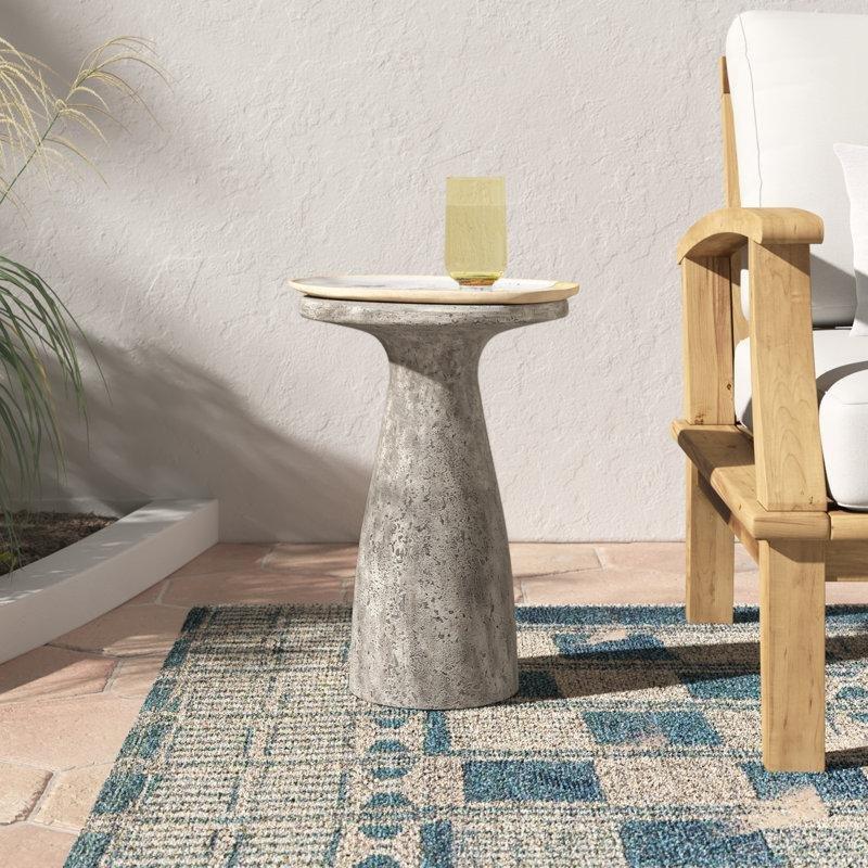 Beton Yuvarlak El Yapımı Bistro Masa - 34x49 cm - 337977
