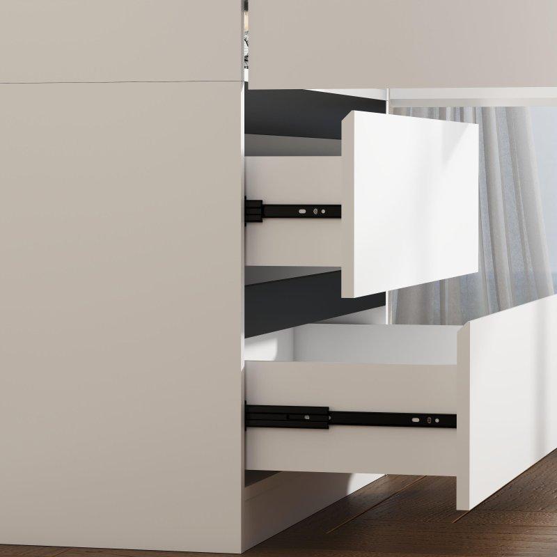 Beyaz Ahşap Çekmeceli Kulpsuz 6 Kapılı Gardırop - 240x53x190 cm - 337589