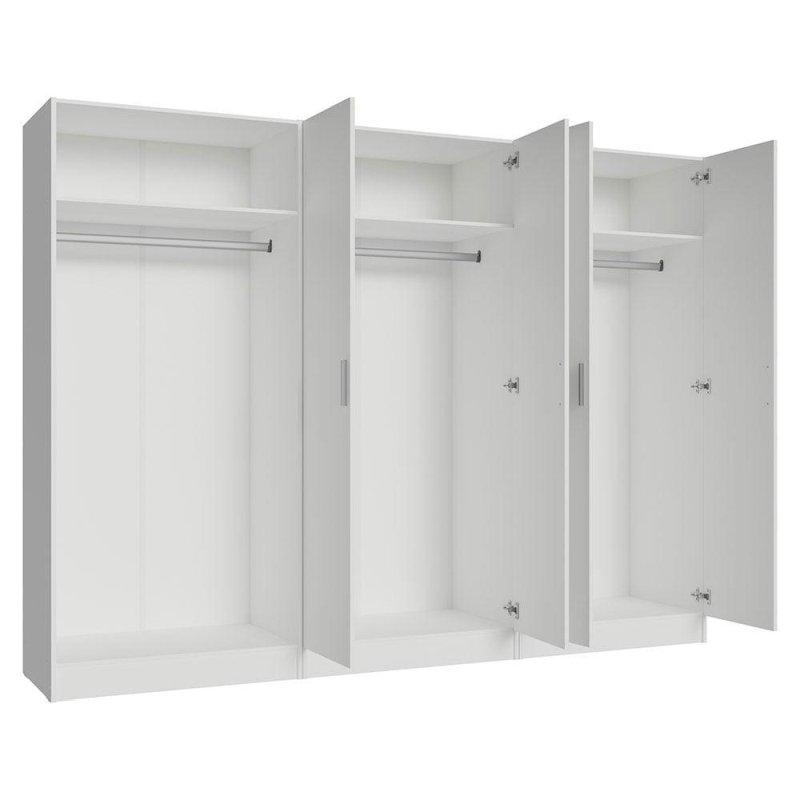 Beyaz Ahşap Çok Raflı 6 kapılı gardırop - 239 cm - 336830