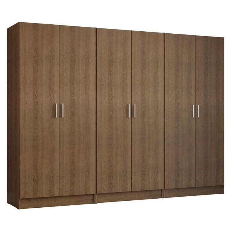 Beyaz Ahşap Geniş Depolama Alanlı 6 Kapılı Gardırop - 239x181x51 cm - 336790