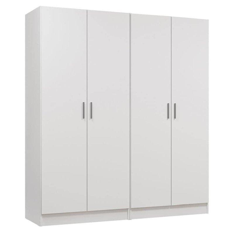 Beyaz Ahşap Raflı ve Askılıklı 4 Kapılı Gardırop - 161x51x181 cm - 336700
