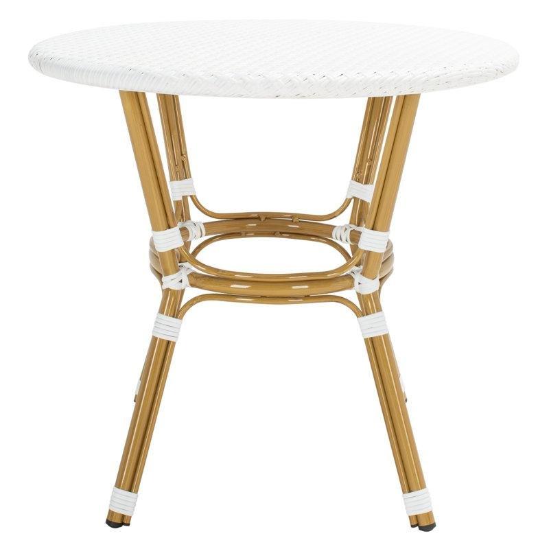 Beyaz Alüminyum İskeletli Hasır Tablalı Yuvarlak Dış Mekan Bistro Masa - 81x81 cm - 338963