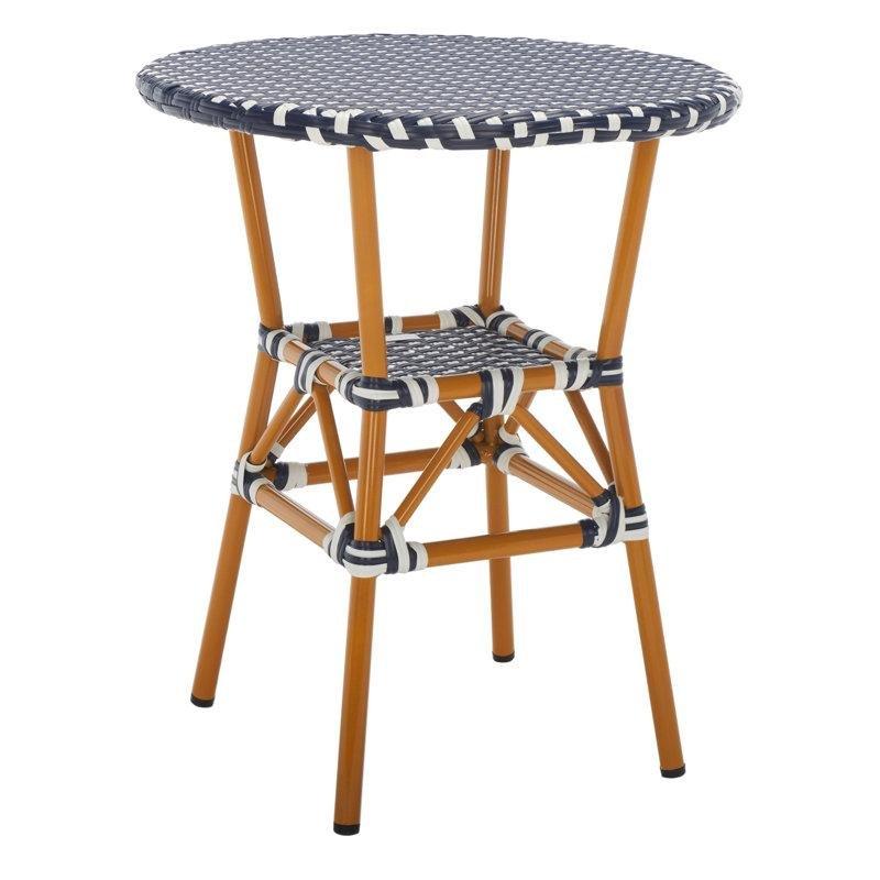 Beyaz Alüminyum PE Hasır Tablalı Yuvarlak Dış Mekan Bistro Masa - 61x73 cm - 338846