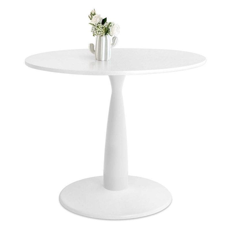 Beyaz Endüstriyel Ahşap Kaide Ayaklı Yuvarlak Bistro Masa - 89 cm - 337926