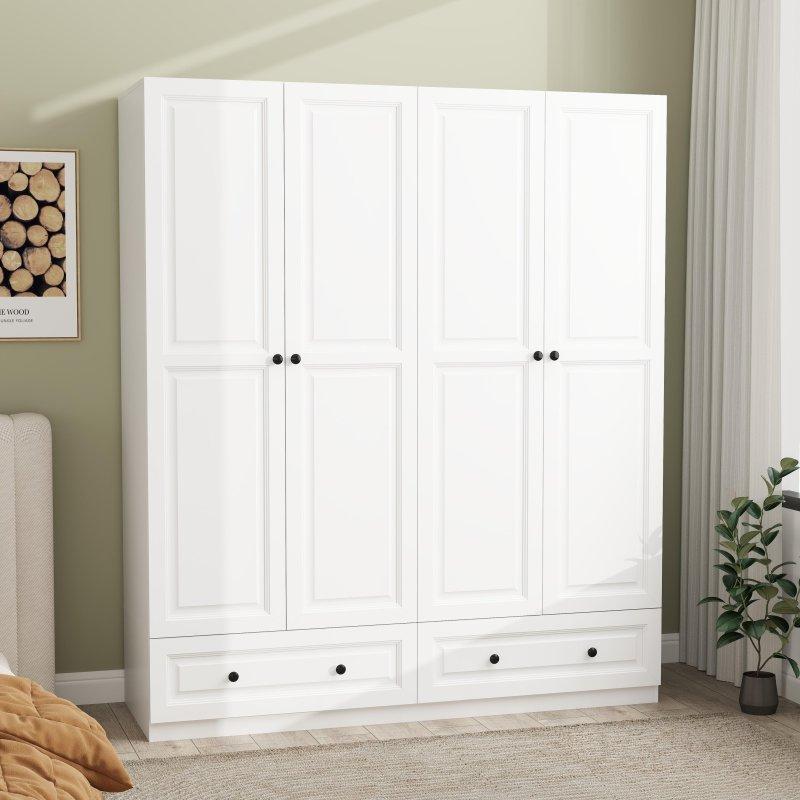 Beyaz MDF 2 Çekmeceli 4 Kapılı Gardırop - 161x52x189 cm - 336704 Beyaz MDF 2 Çekmeceli 4 Kapılı Gardırop - 161x52x189 cm - 336704