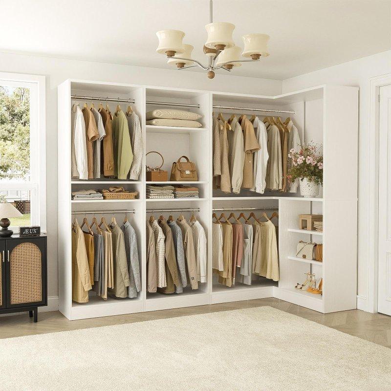 Beyaz MDF 3 Modüllü Ayarlanabilir Raflı köşe gardırop - 337751 Beyaz MDF 3 Modüllü Ayarlanabilir Raflı köşe gardırop - 337751