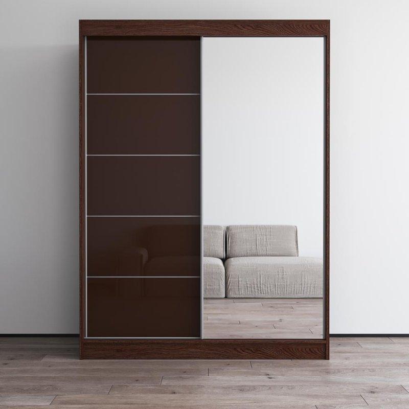 Beyaz MDF Aynalı Parlak Çift Kapılı Gardırop - 150x65x201 cm - 337758