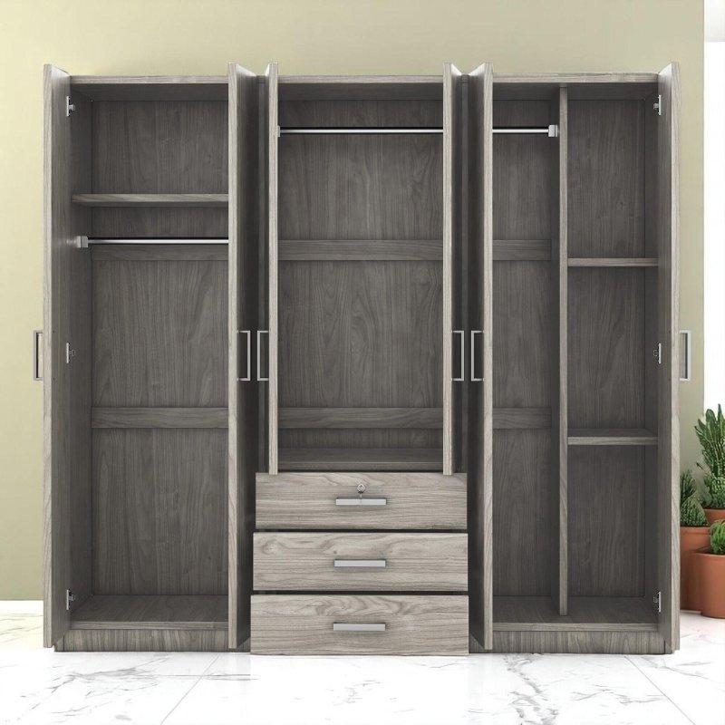 Beyaz MDF Çekmeceli Kilitli 6 kapılı gardırop - 181x49x173 cm - 336857
