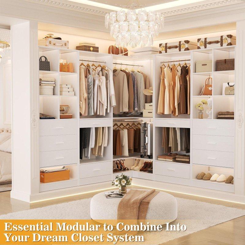 Beyaz MDF Modüler Askılıklı Köşe Gardırop - 81x81x204 cm - 337256