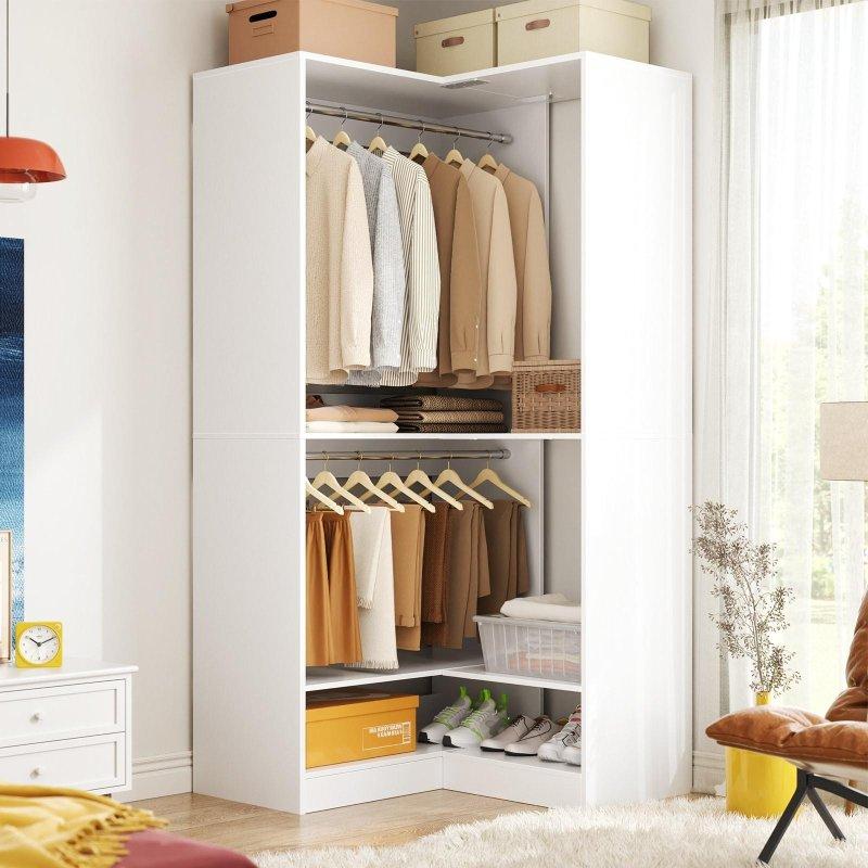 Beyaz MDF Modüler Askılıklı Köşe Gardırop - 81x81x204 cm - 337256 Beyaz MDF Modüler Askılıklı Köşe Gardırop - 81x81x204 cm - 337256