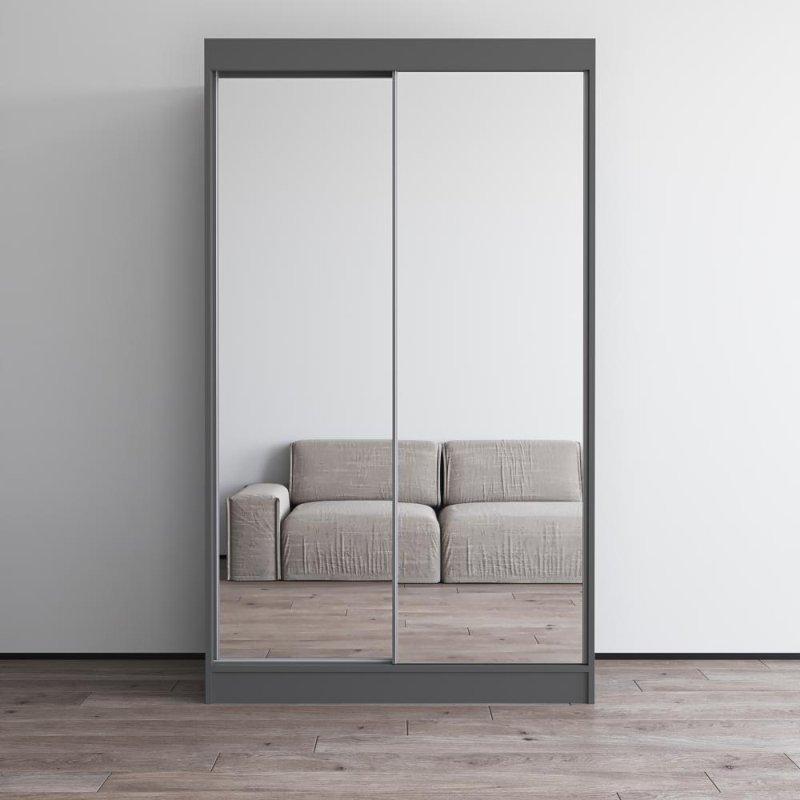 Beyaz MDF Parlak Aynalı Çift Kapılı Gardırop - 150x65x201 cm - 337205