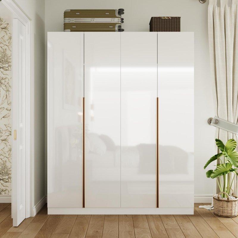 Beyaz MDF Parlak Yüzeyli Raflı 3 Kapılı Gardırop - 161x51x200 cm - 336686 Beyaz MDF Parlak Yüzeyli Raflı 3 Kapılı Gardırop - 161x51x200 cm - 336686