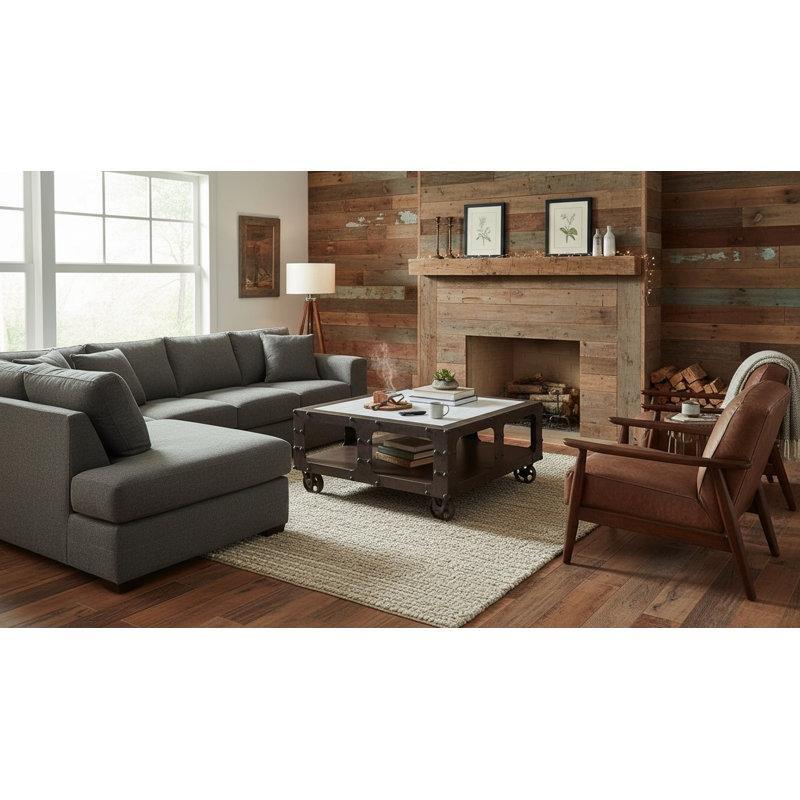 Beyaz Mermer Tablalı Geri Dönüştürülmüş Demir Raflı Endüstriyel Tekerlekli Orta Sehpa - 336586