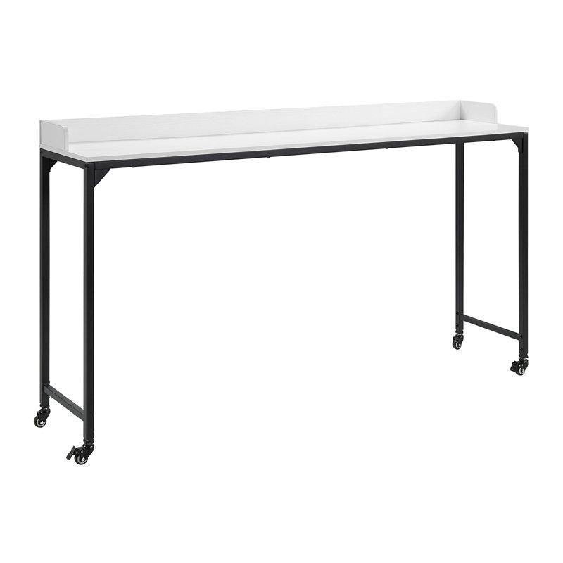 Beyaz Metal Ayaklı Yüksekliği Ayarlanabilir Tekerlekli Yatak Masası - 183 cm - 336488