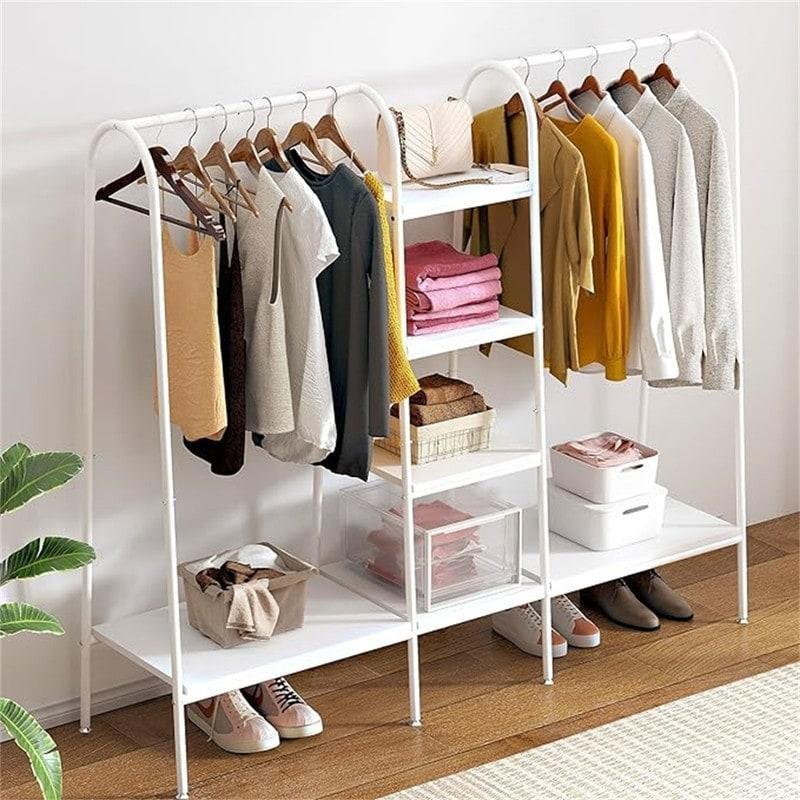 Beyaz Metal ve MDF Ayarlanabilir Raflı Ayaklı Askılık - 160x152x43 cm - 336760 Beyaz Metal ve MDF Ayarlanabilir Raflı Ayaklı Askılık - 160x152x43 cm - 336760